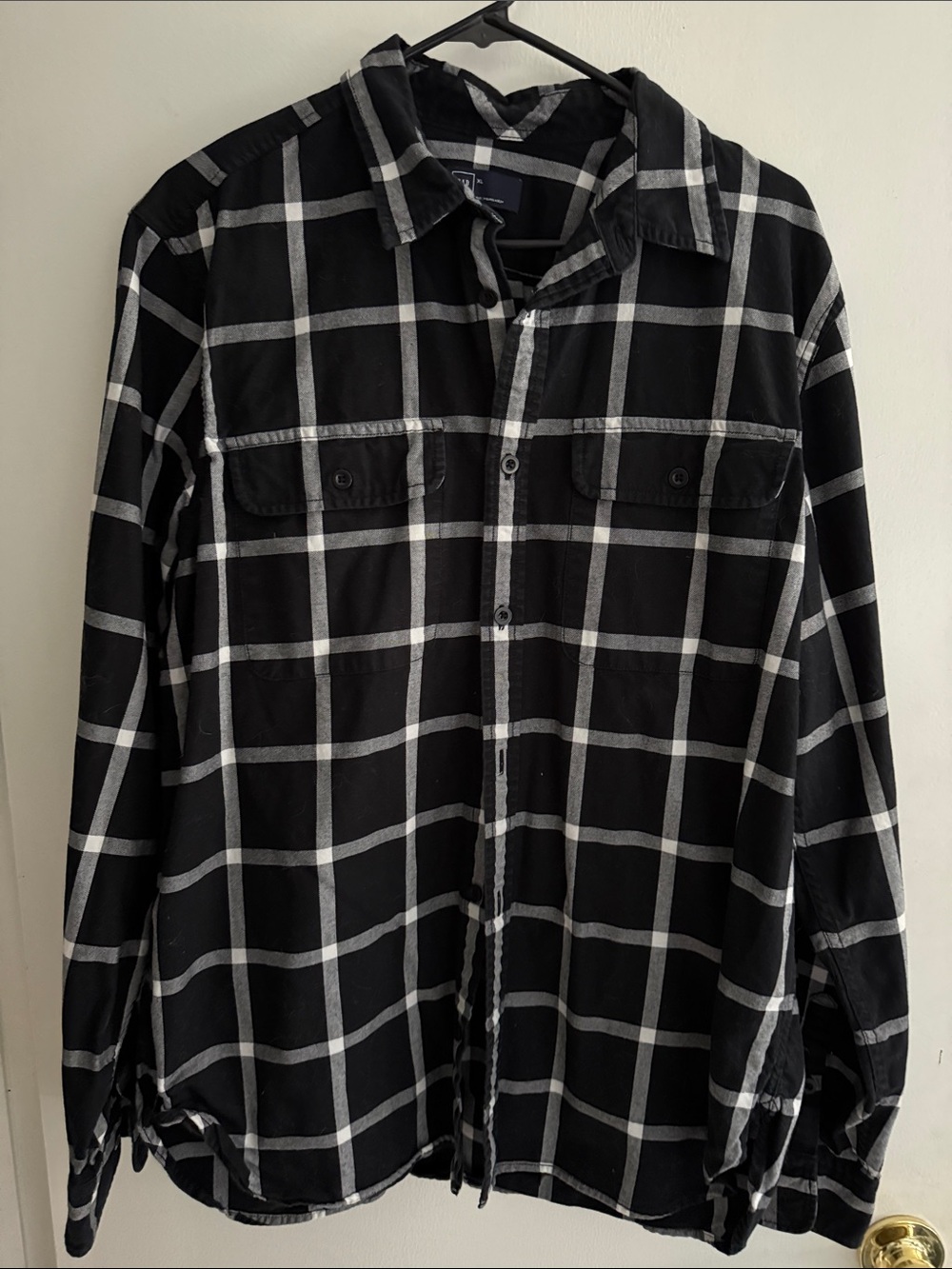 GAP Black and White Windowpane Plaid Shirt Jacket